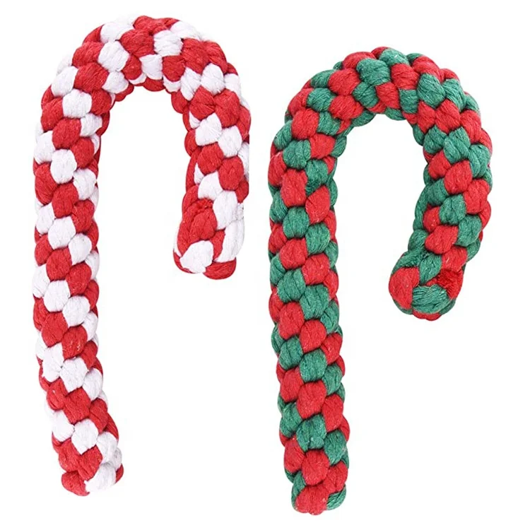 

Dog Toy Xmas Safe Dog Rope Toys Puppy Teething Christmas Dog Toys, White/red