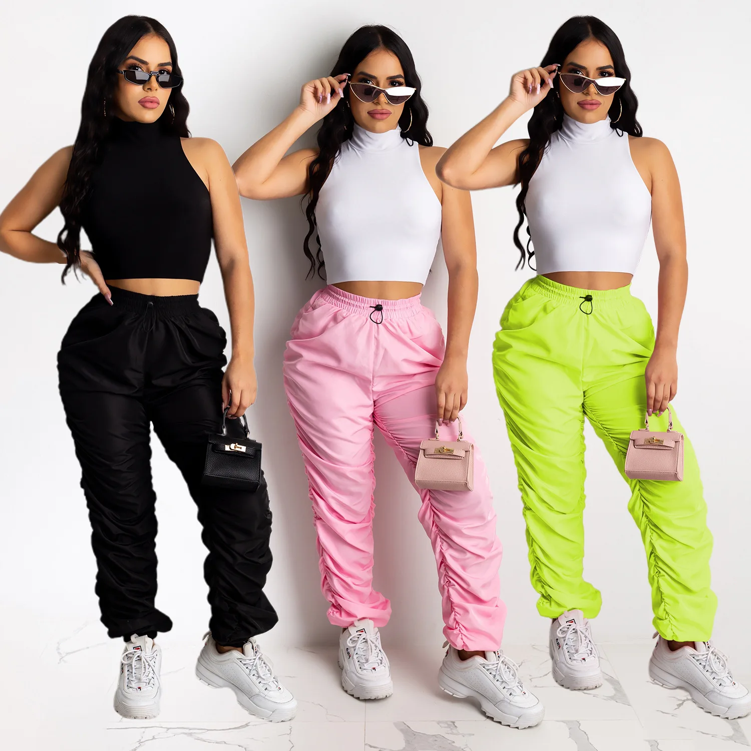 

XY-3542 MIYU 2021 Hot Sale sweatpants Solid fitness streetwear trouser casual stacked Long Pants for lady