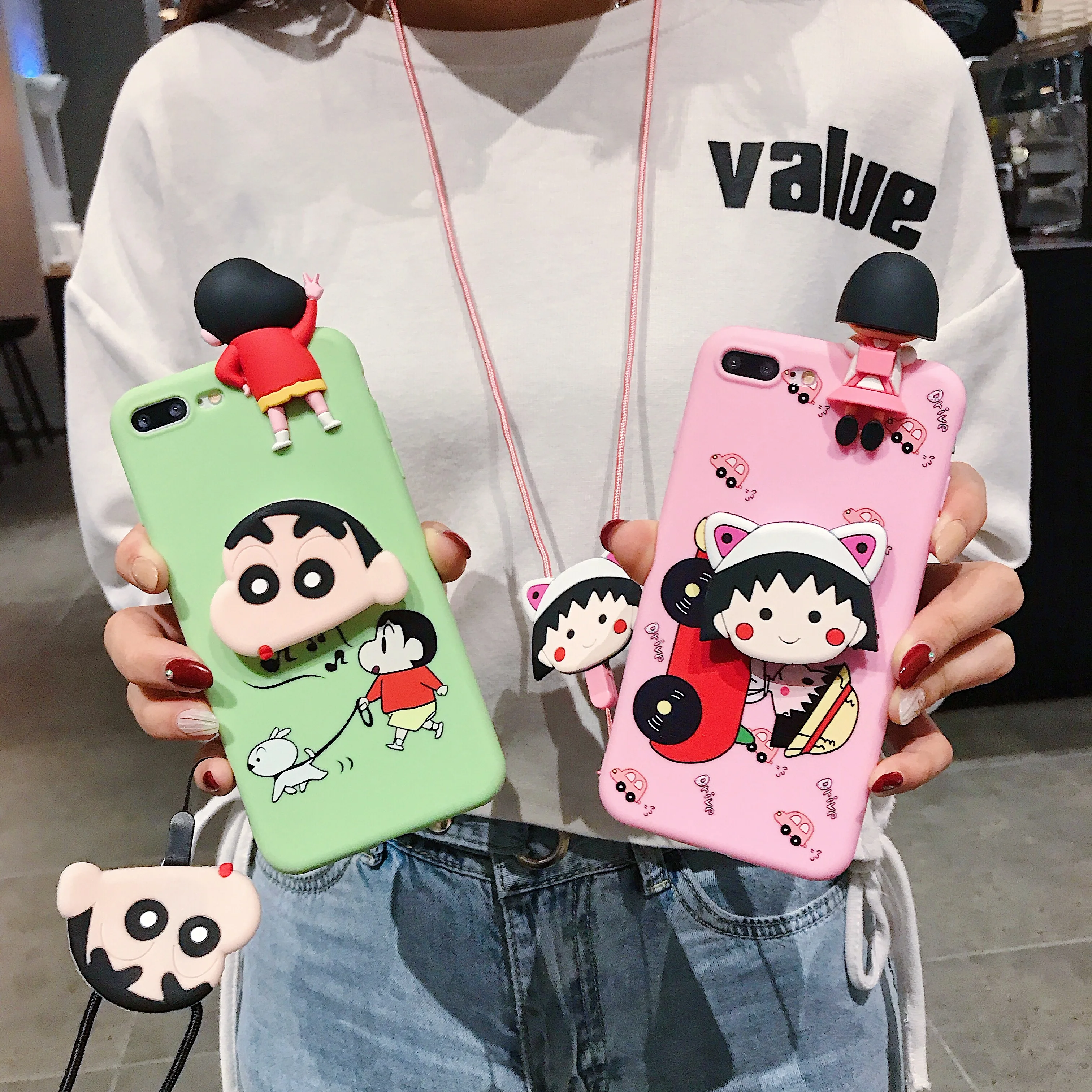 

For iPhone 11 Pro Max 11 Pro Xs X 7 8 Funny Stitch 3D Doll Holder Stand Strap Cute Soft Case