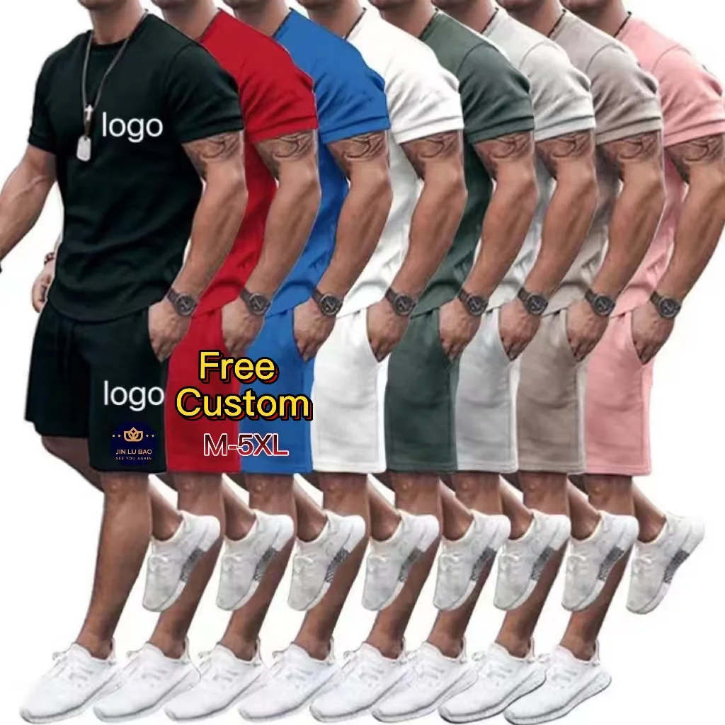 

Wholesale 2022 high quality casual men summer vintage 2 piece sweat shorts mens 2 piece short set, Picture color