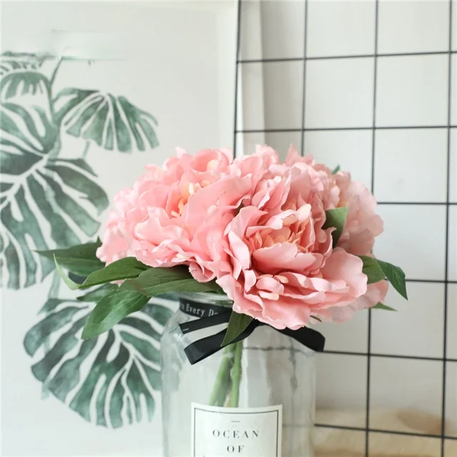 

Peony Simulation Flower Wholesale Wedding Bridal Bouquet, As show