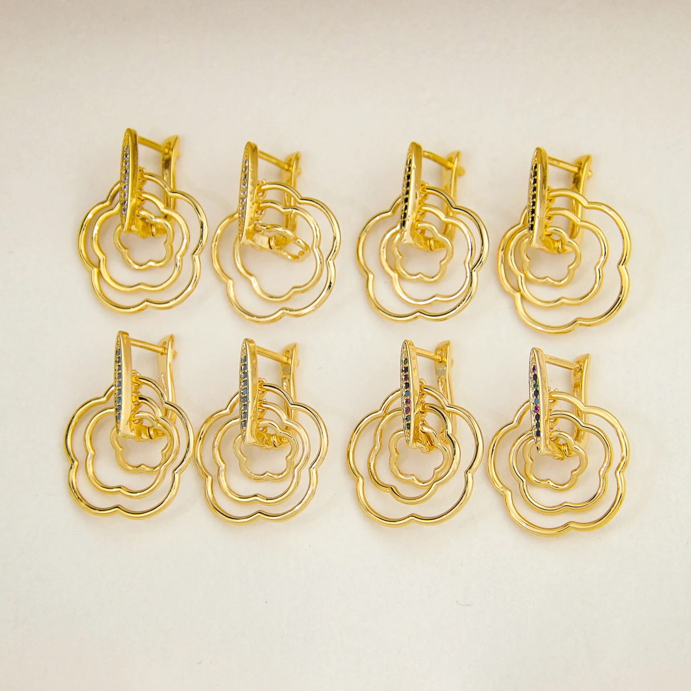 

New Trendy Multi Colored Tassel Earrings Women 18k Gold Plated Earrings Hoop Zirconia Earrings