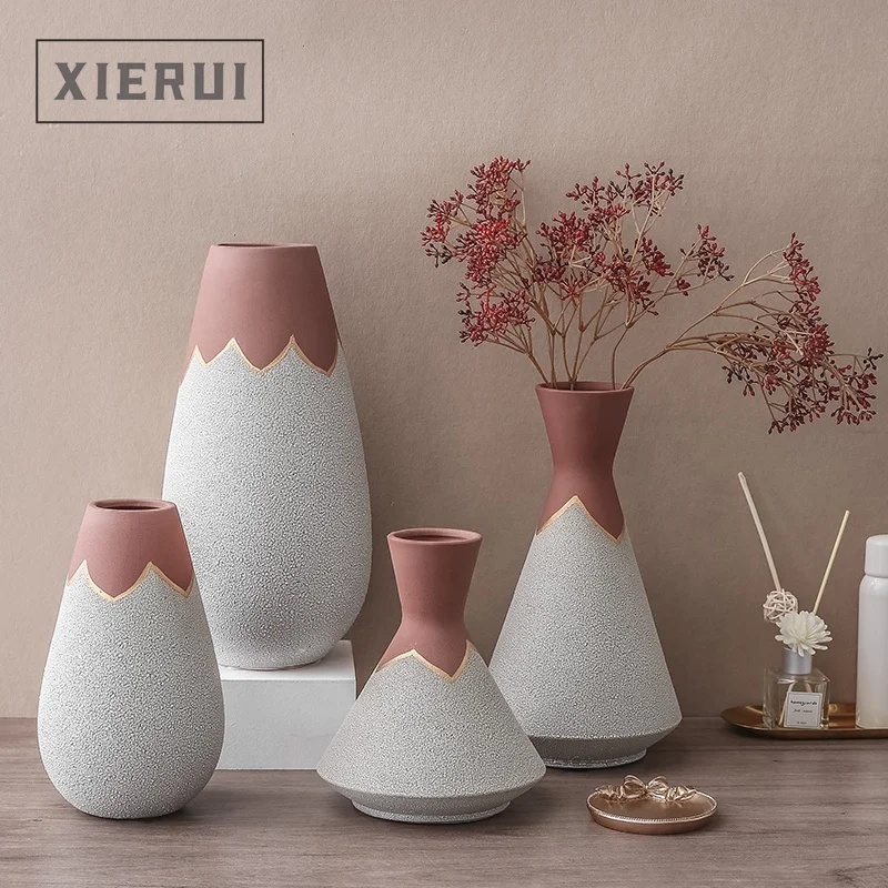 

Hot sale modern luxury nordic table flower vase for home decor living room hotel creative Morandi ceramic & porcelain bud vases, As shown