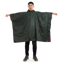 

Custom logo army green OXFORD fabric square rain Poncho with hooded comfortable wear