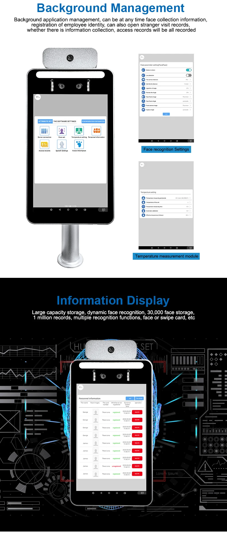 WIFI Body Temperature Face Recognize Thermo imaging system Camera Thermography imaging Access control non contact Voice alarm