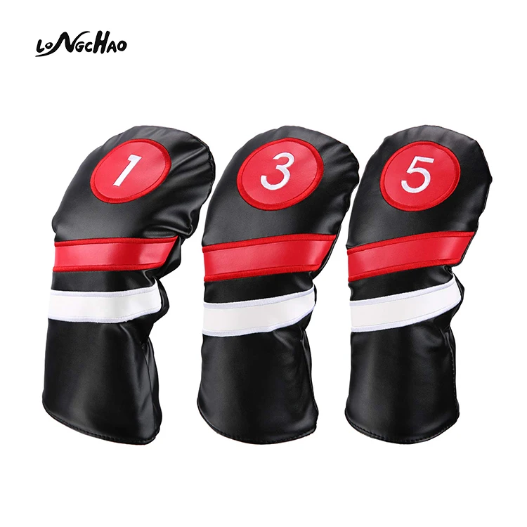 

2020 professional high quality PU Leather Black Golf Head Cover 3pcs/set