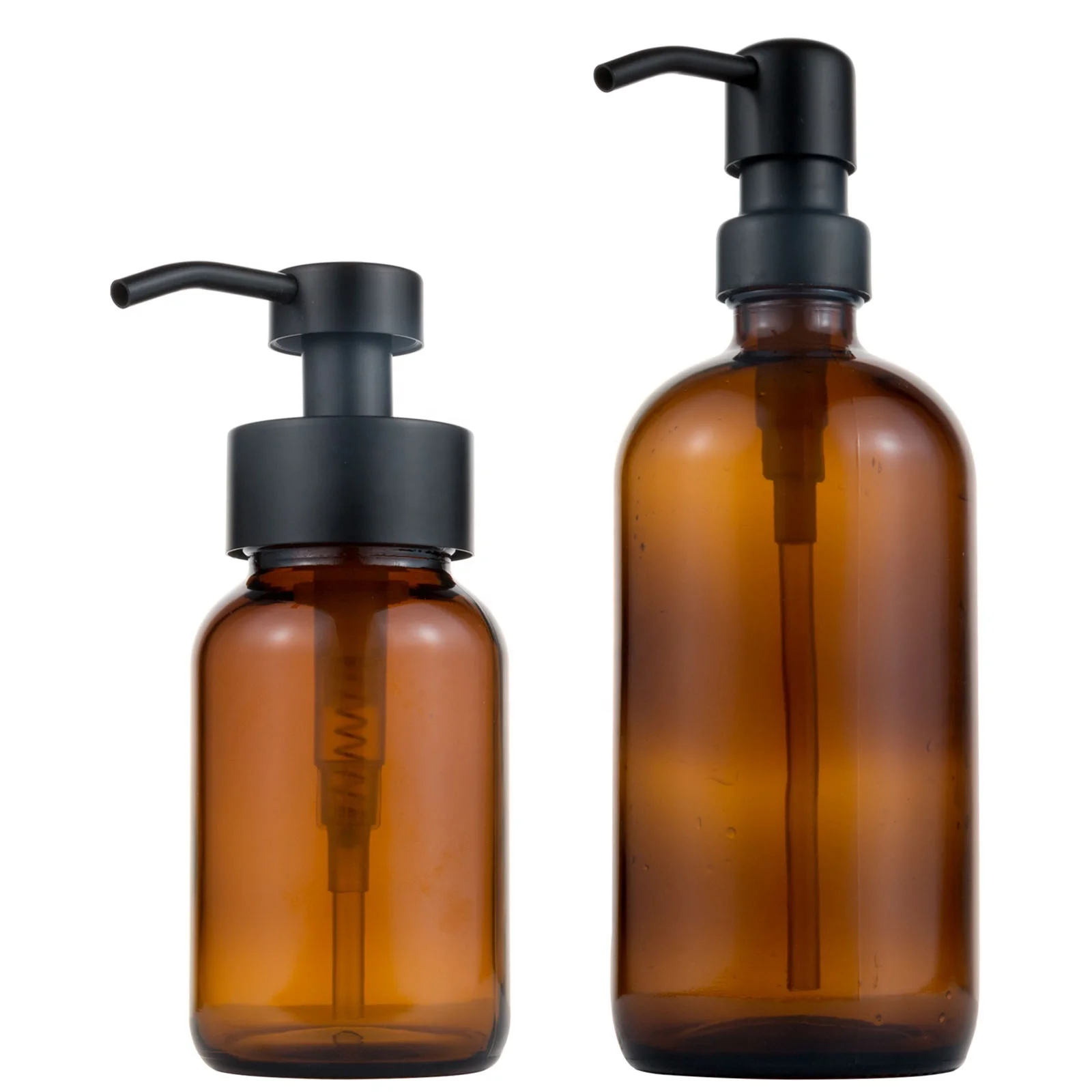 Cosmetic Bottle Shampoo Plastic Bottle Soap Glass with Pump Factory Made Luxury Natural 250ml Amber Brown Longan Personal Care