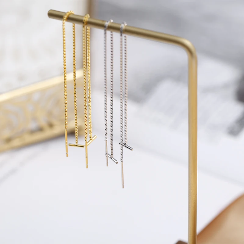 

Wholesale Fashion 925 sterling silver jewelry T-shaped Earrings Long Chain Ear Line for Women, Picture