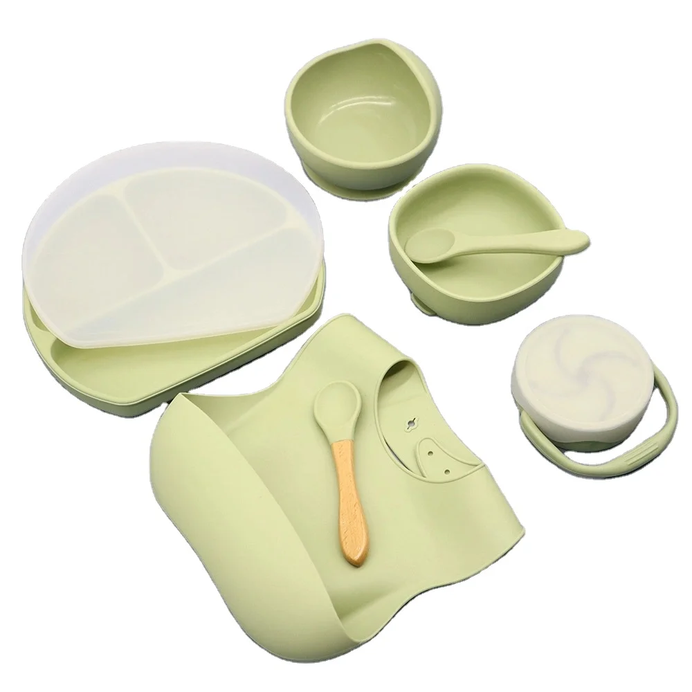 

Food Grade BPA Free Divided Kids Feeding Set Baby Silicone Suction Plate, Peach/purple/green/dark green/pink/yellow/grey