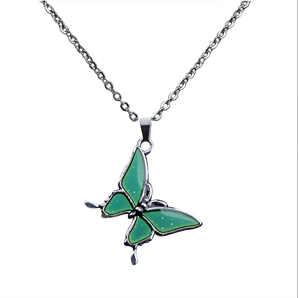 

2020 Butterfly Charm Jewelry Necklace Butterfly Pendant Temperature Control Color Changing Mood Color Girls Gift For Women, Picture