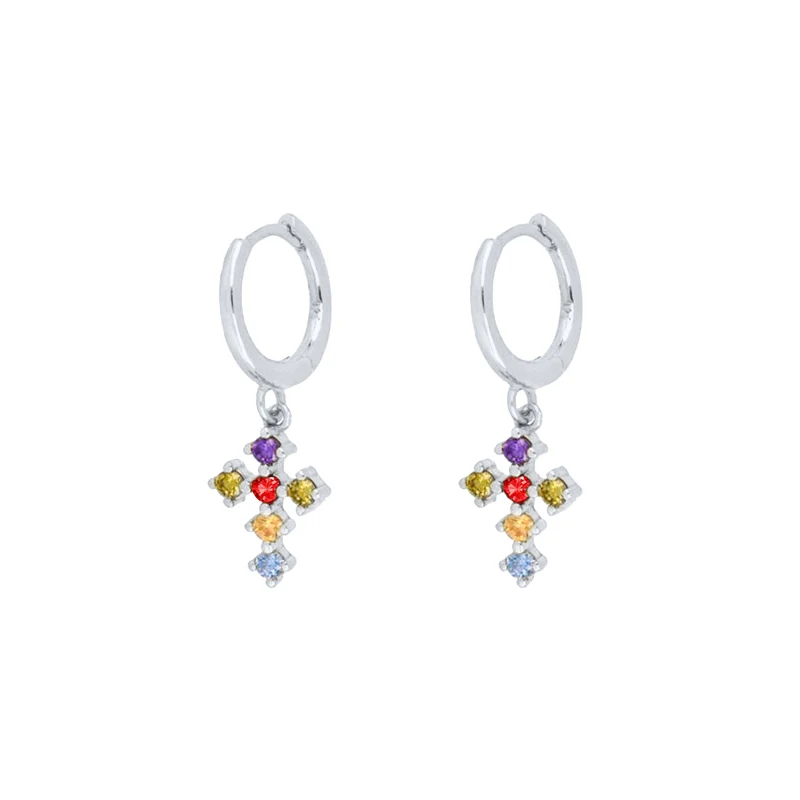 

S925 sterling silver INS style French cross diamond women earrings