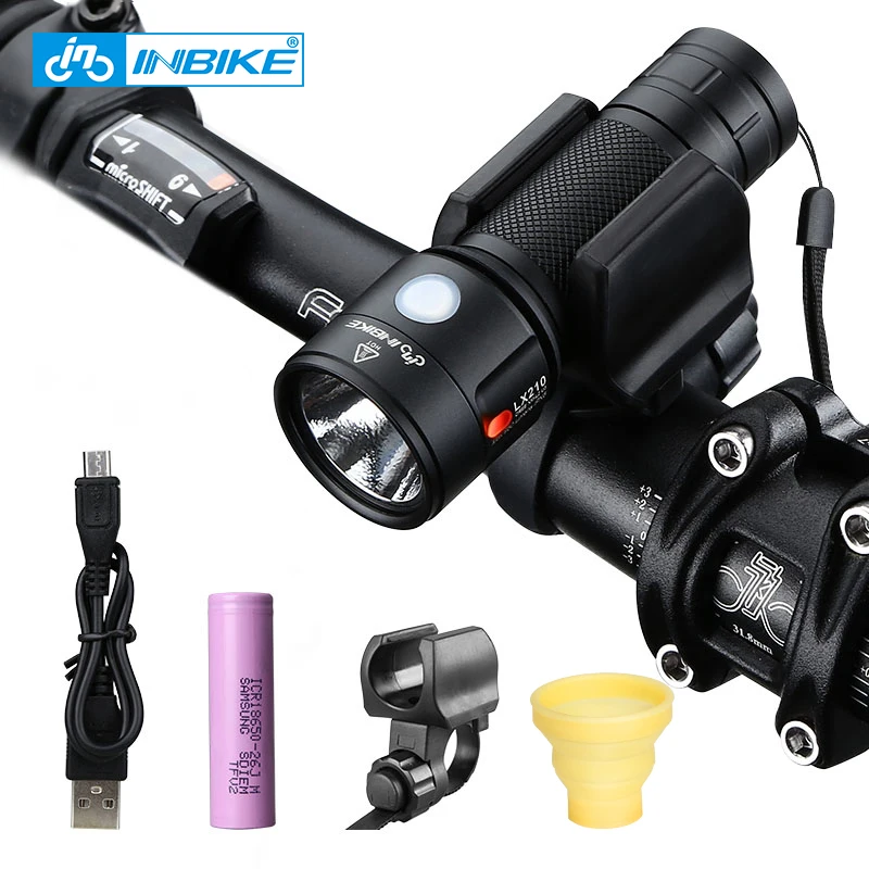 

INBIKE Bicycle Flashlight 1000 Lumens USB Rechargeable Front Headlight Led Bike Light LX210, Black