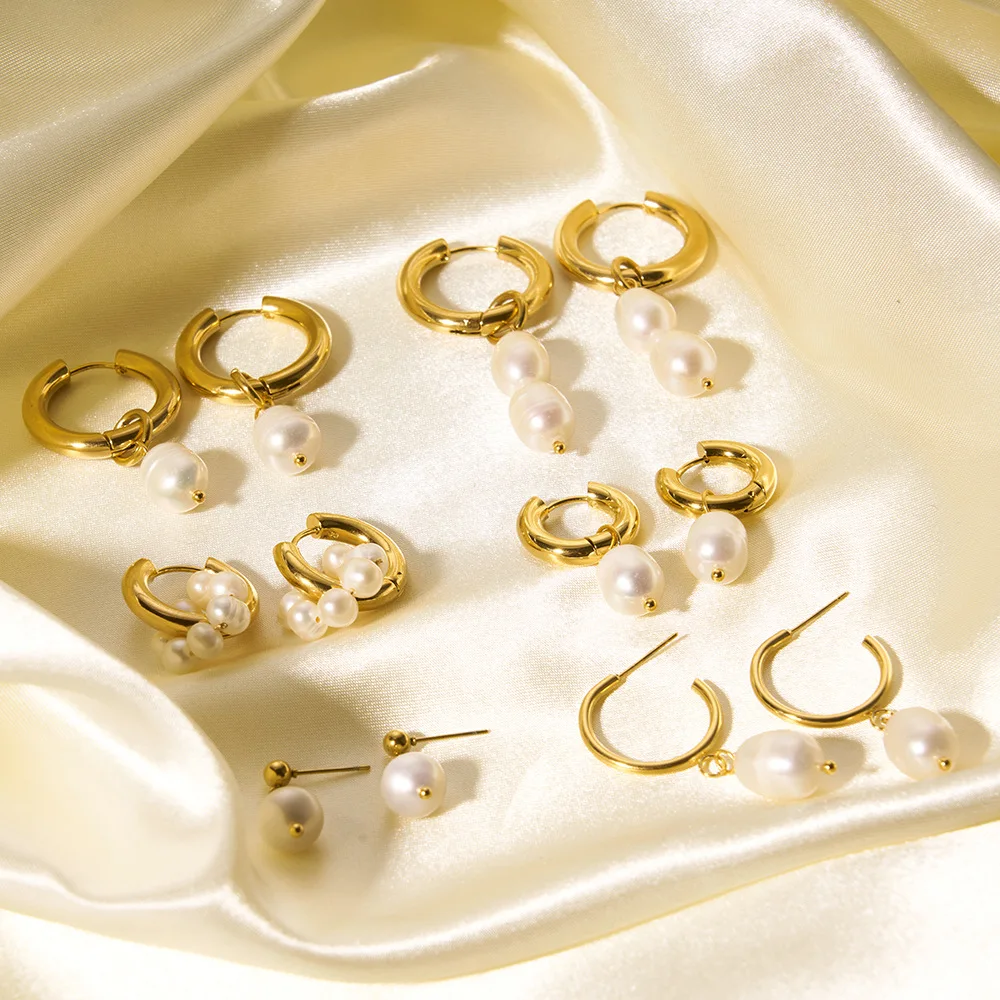 

Stainless Steel Chunky Hoop Earrings Jewelry For Women 18K Gold Plated Huggie Chunky Statement Earrings