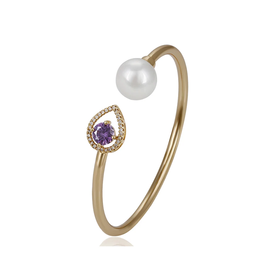 

51723 xuping 18 K gold charm multi stone bracelet bangle for women, White