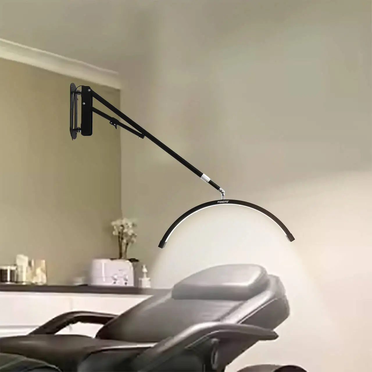 FOSOTO Wall Mounted Half Moon Lamp Photographic Fill Light LED Ceiling Light for Barbershop Eyelashes Nail Tattoo Beauty Salon