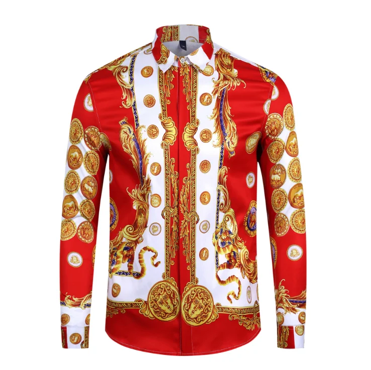 

2019 New Arrival Men Shirts 3d Fashion Dress Shirt Print Floral Casual Slim Fit Long Sleeve Large Size Hawaiian Shirt