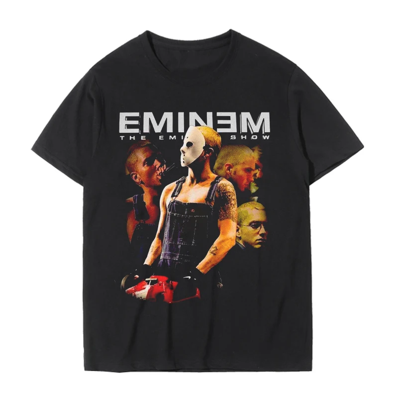 

EMINEM Black T Shirt Hip Hop Streetwear Male T-Shirt Men Rapper Casual Women Tops Tee