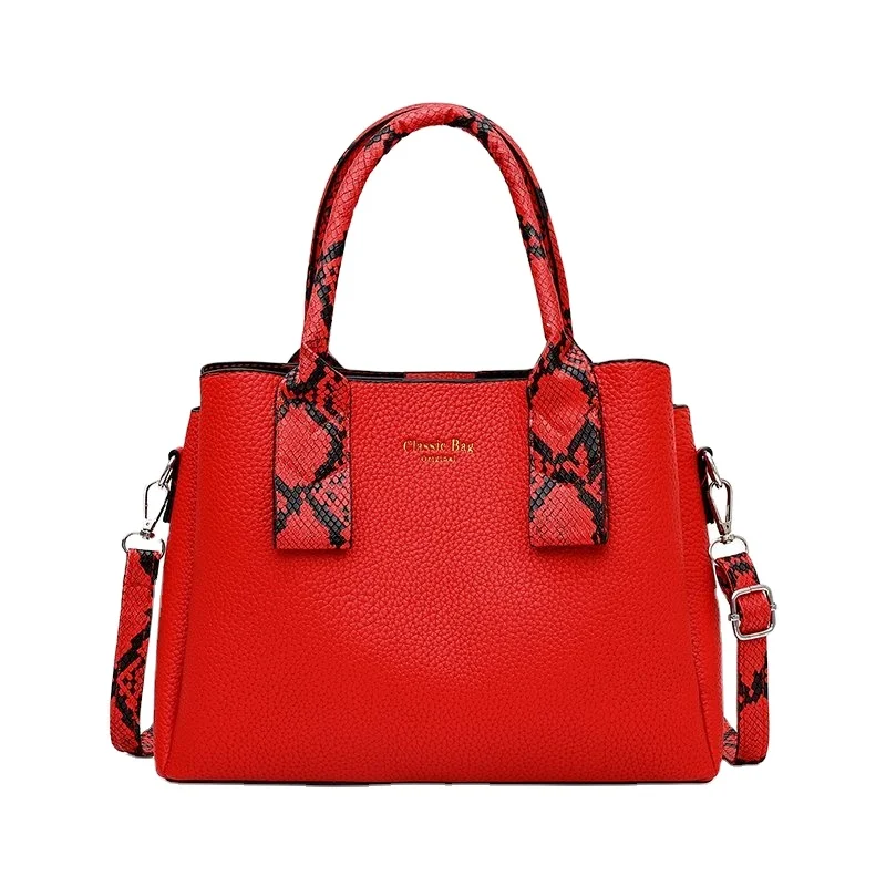 

Classic Vintage Large Capacity Python Pattern Woman Casual Tote Handbag, 3 color