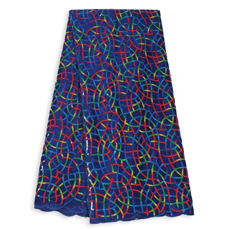 Bestway Multicolor Sequins Embroidery African Velvet Lace Fabric