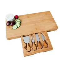 

Multifunctional Rectangular Custom Size Laser Logo Bamboo Cheese Board and Cutlery Set