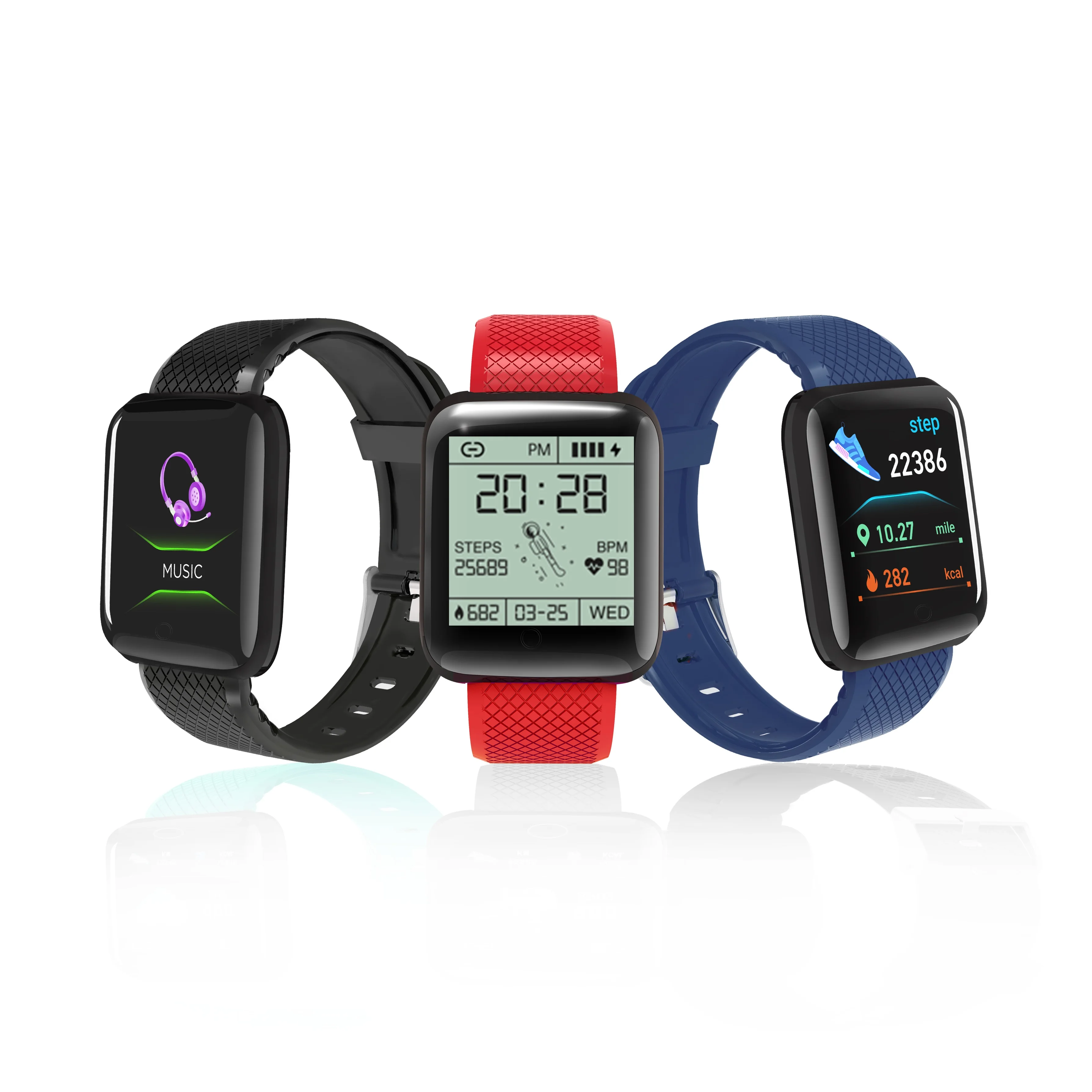 

Best Selling 116 Plus Smart Watch Color Screen Fitness Tracker Smart Bracelet Heart Rate Blood Pressure Monitor D13 Smart Watch, Multi