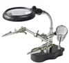 LED Light Soldering Iron Stand Holder Station Clamp Clip Helping Hands Magnifying Glass Magnifier Repair Power Tool Acces