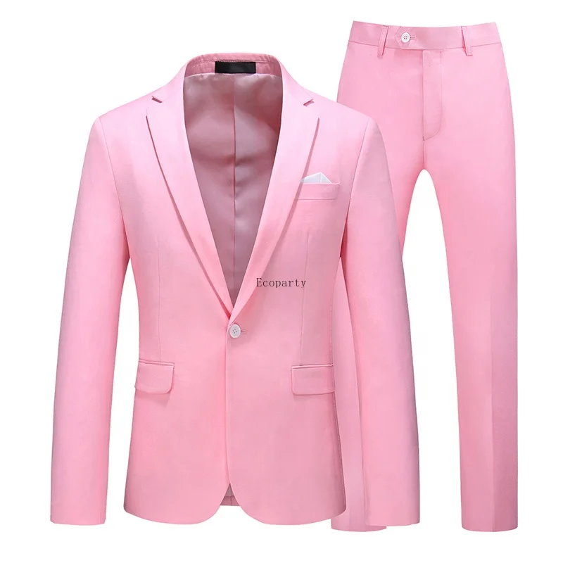 

Men's Suit Jacket with Pant Candy Colors Slim Fit Formal Business Work Wedding Stage Tuxedo Groomsman White Pink Red Suits Sets