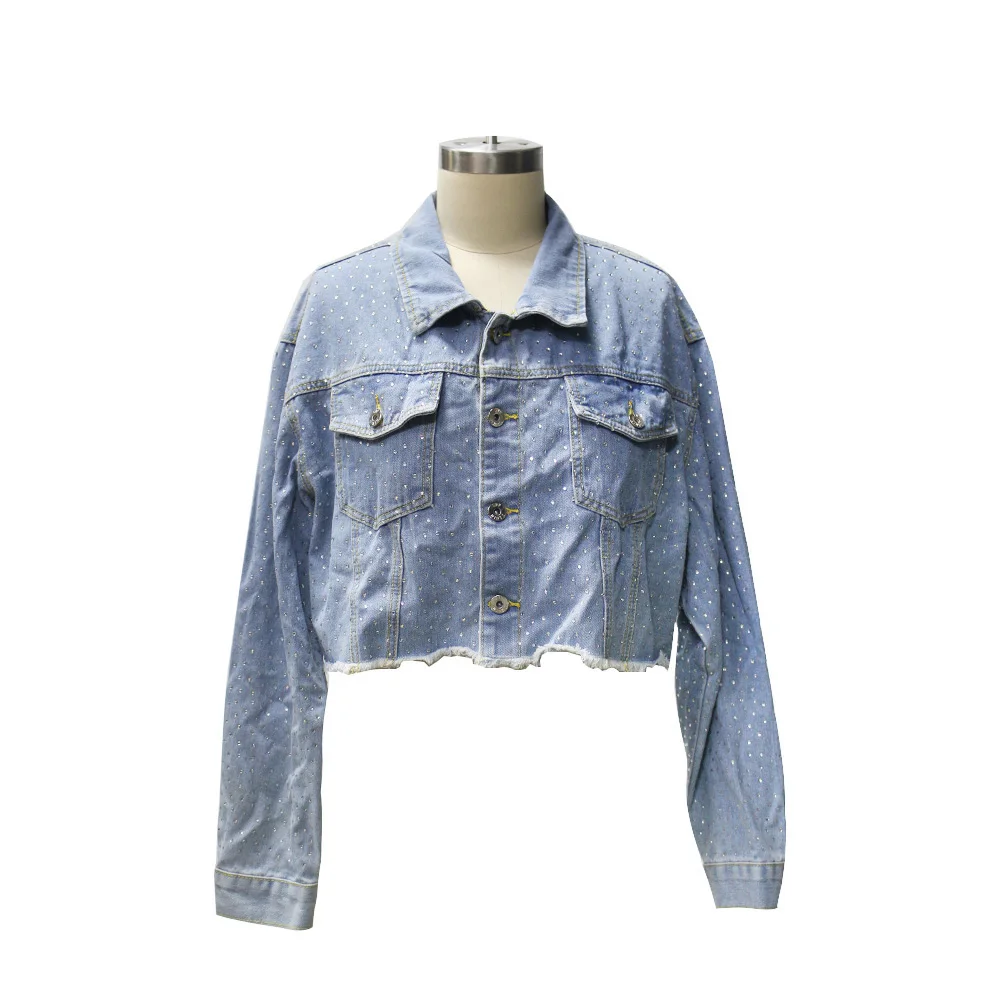 

Lightweight short type jean fringe tassel jacket for woman