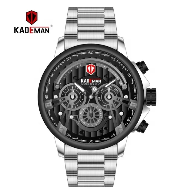 

Top Brand KADEMAN Trendy Men's Watches Big Dial Three Eyes Six Needles Sports Waterproof Stainless Steel Fashion Watch 689GS, According to reality