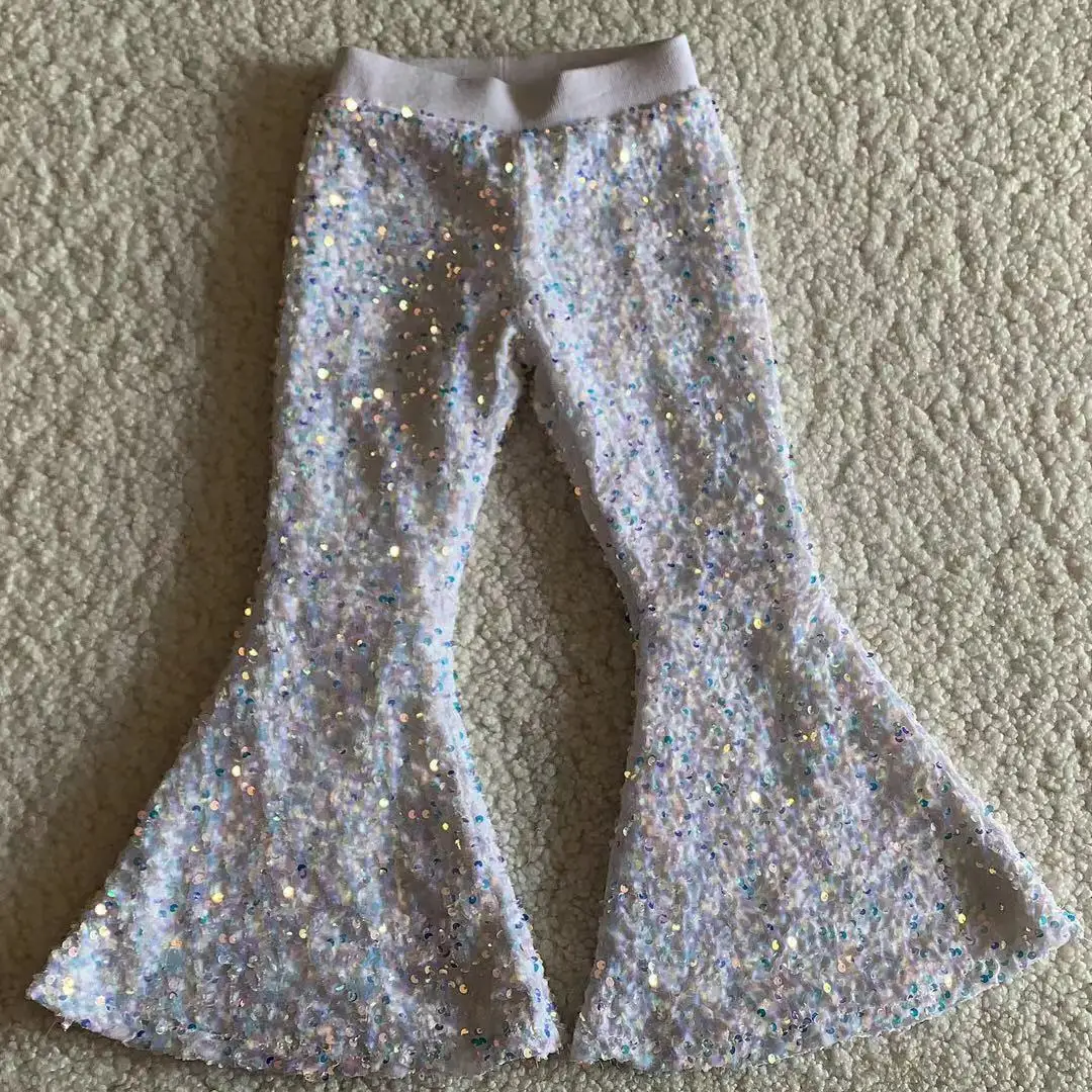 

2021 hot sale ready to ship 6 colors sequin bell bottom pants boutique clothing for kids girls boutique clothes, Customized