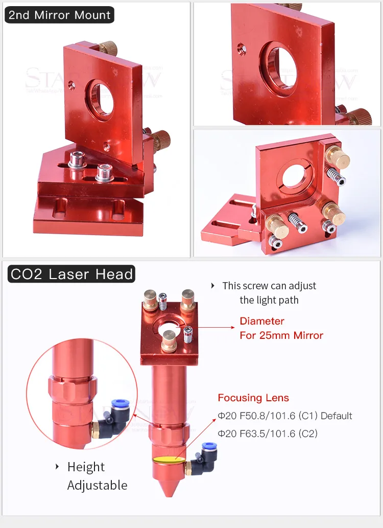 Startnow Co2 Laser Head Kit mm Focus Lens 25mm Mo Si Mirror Mount Holder For Diy Cnc Cutting Machine Metal Base Spare Parts Buy Laser Mirror Mount Co2 Laser Kit Co2 Laser