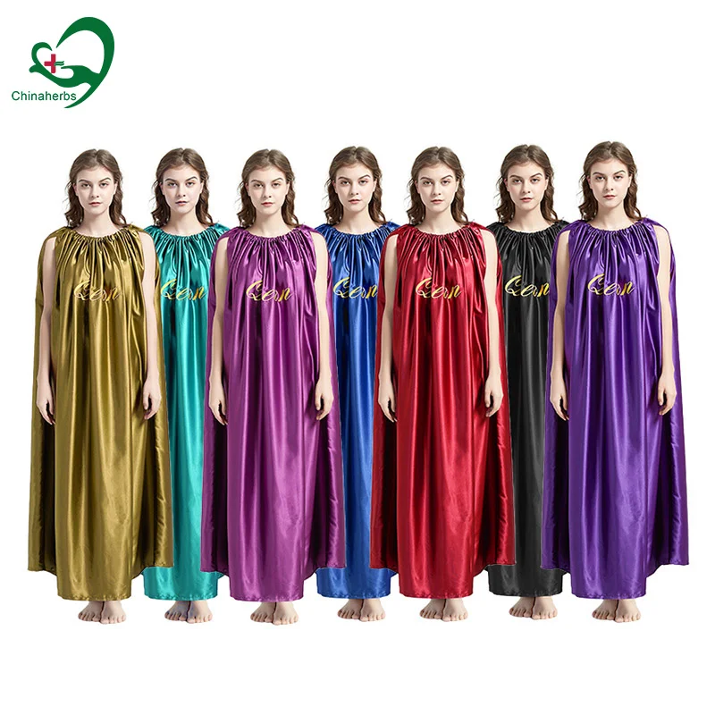 

Oem private hiah quality label comfortable yoni v steam seat gowns capes wholesale herbal vagina steaming gown robe dress, Golden, purple and champagne