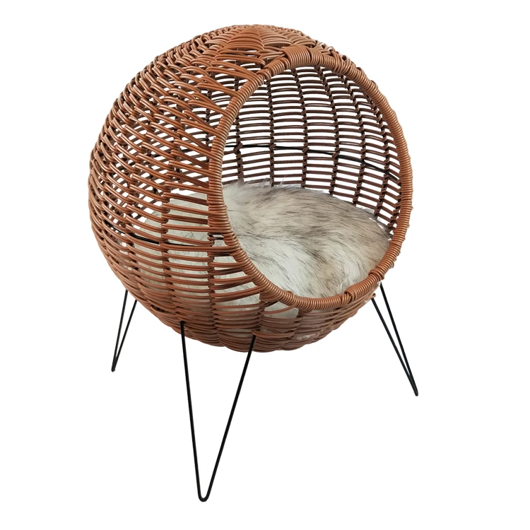 

Renel Amazon Top Seller Modern Woven Rattan Pet Cat Cage, Orange