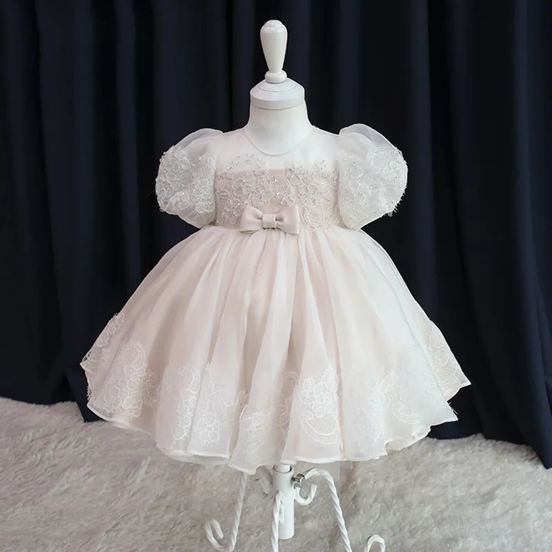 

High quality baby princess Applique girl wedding Lace bow children party dress flower girls' dresses, Picture shows