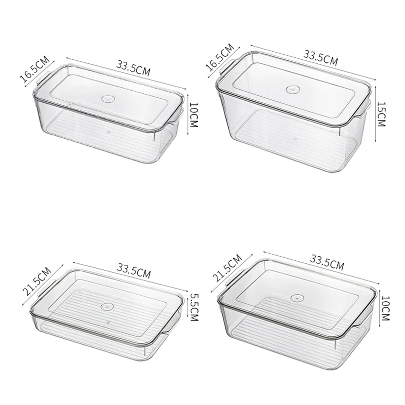 

E111 Stackable PET Refrigerator Organizer Bins Freezer Food Storage Container Clear Transparent Plastic Fridge Food Storage Box, Transparennt