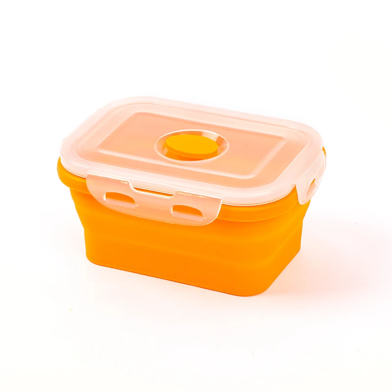 

Eco-friendly Collapsible Silicone Bento Lunch Box Folding Portable Food Storage Container Kitchenware Travel Dishwasher Safe, Customized color acceptable