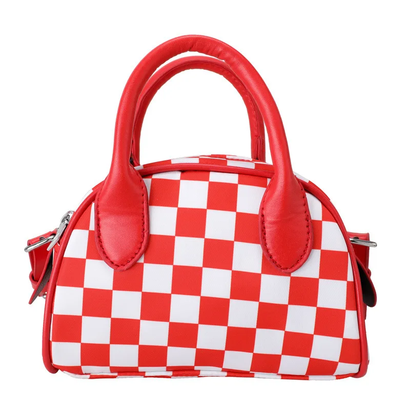 

Japanese Style Contrast Color Plaid PU Handbag and Purse  Checkerboard children Casual shoulder bag, 6 colors