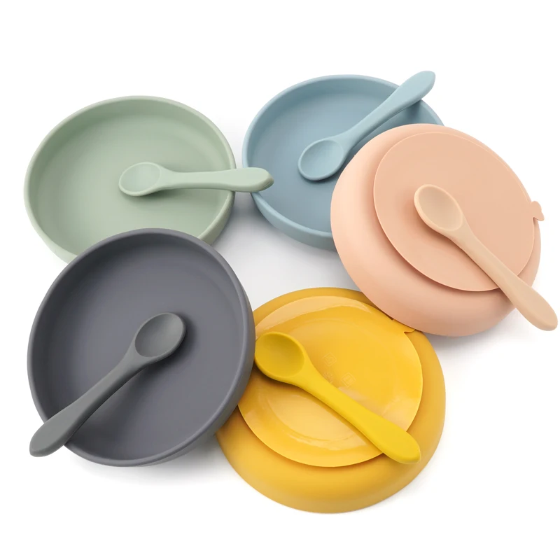 

Silicone plate for babies wholesale food grade Circular plate with suction for Toddlers with BPA free food Non-slip plate