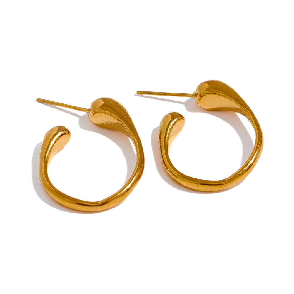 

JINYOU 2495 Stainless Steel 316l Creitive Geometric Round Huggie Earrings Gold Silver Color Rust Proof Metal Minimalist Jewelry