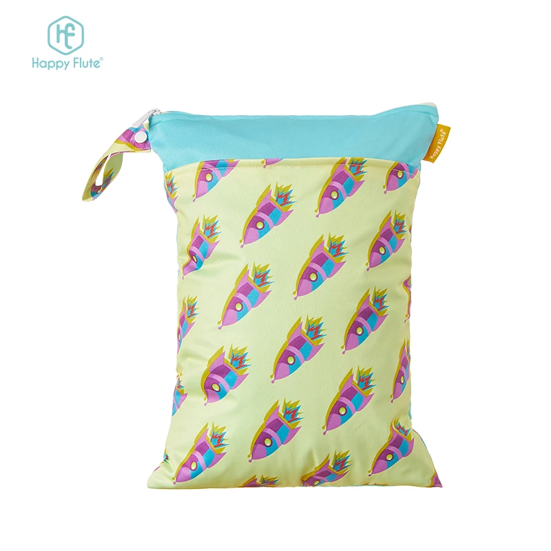 

Happyflute double zipper wet bag PUL bags OEM print for baby cloth diapers baby nappies, Colorful