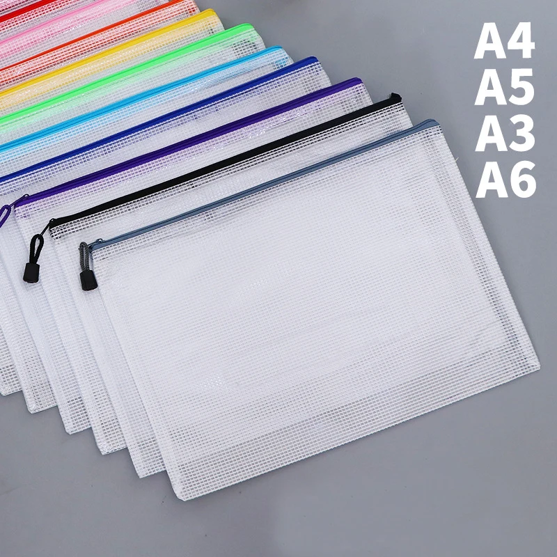 

Custom Waterproof Plastic Document Bag Mesh Zipper Pouch Transparent File Folder for School Office Supplies A4 Pvc File Bag