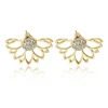 Wholesale female creative hollow-out lotus shape full diamond boutique stud quick sell foreign trade earrings trinkets