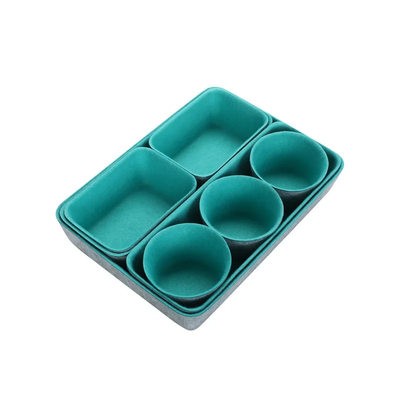 

Customized integrated environmentally friendly felt storage box 8-piece set of two-color desktop debris storage box