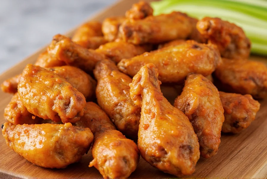 Close-up of chicken wings with different lemon pepper sauce variations on wooden board
