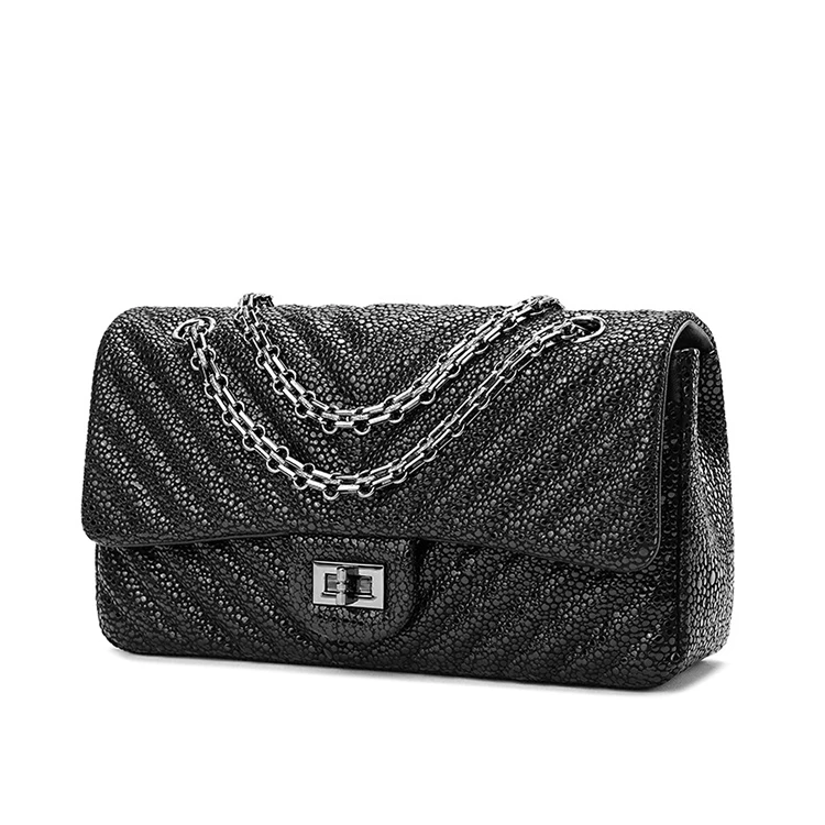 

EMGL039 Custom logo genuine leather luxury ladies caviar shoulder messenger bag high quality crossbody handbag for woman