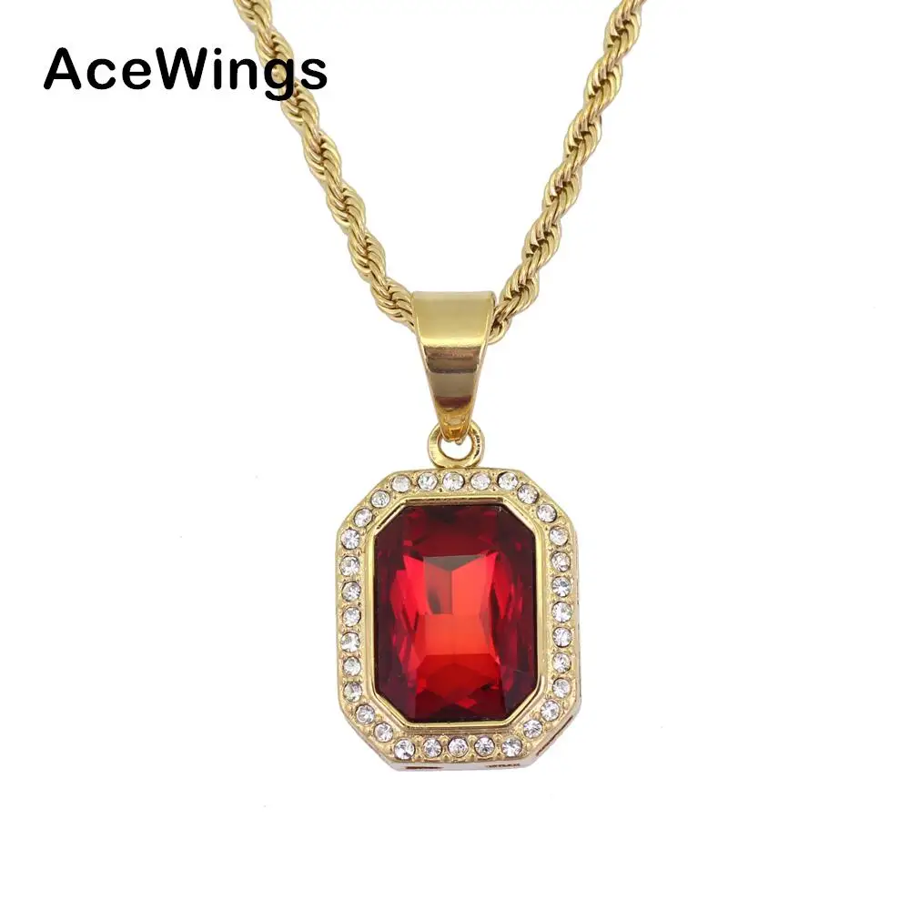 SN123 5 Colors Stainless Steel Jewelry Hip Hop  Pendant Necklace with 3mm 24inch Rope Chain