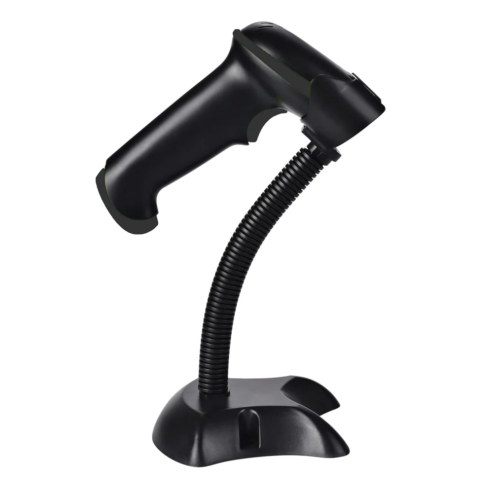 

Factory Price Wired 1D Laser Handsfree Barcode Scanner USB OEM Price Automatic Scanning Bar Code Reader With Bracket