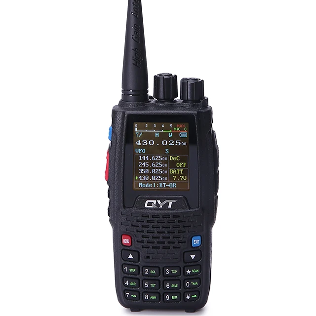 

quad band walkie talkie uhf vhf 136-147mhz 400-470mhz 220-270mhz 350-390mhz 4 band handheld two way radio ham transceiver kt-8r, Black