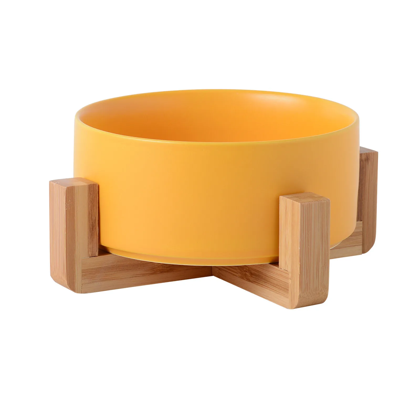 

Wholesale Custom Elevated Non Slip Ceramic Dog Bowl Ceramic Pet Bowl Dog Food Bowl With Wooden Stand, Pink,yellow,grey and so on