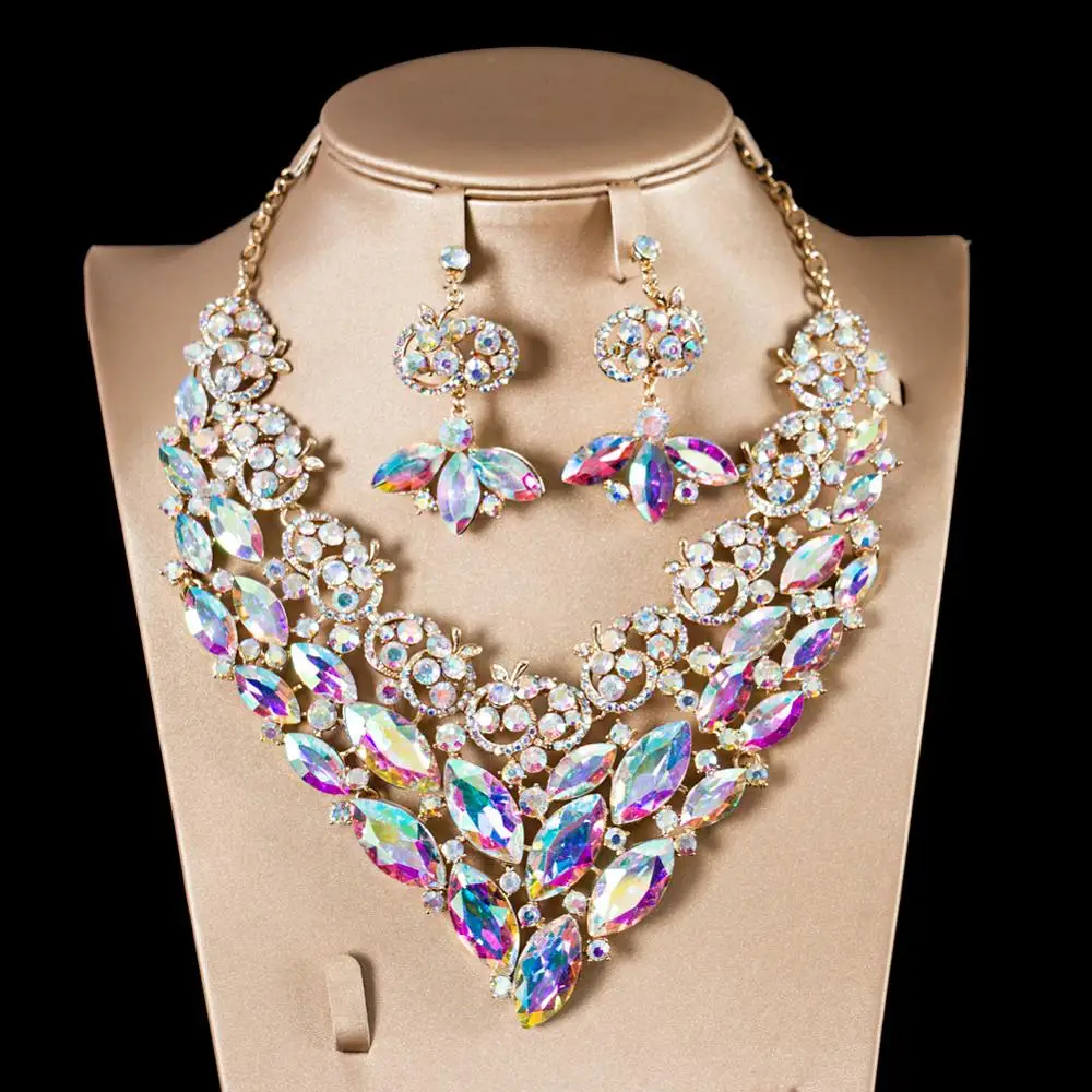 

Luxury Dubai Gold plated african women wedding jewelry set